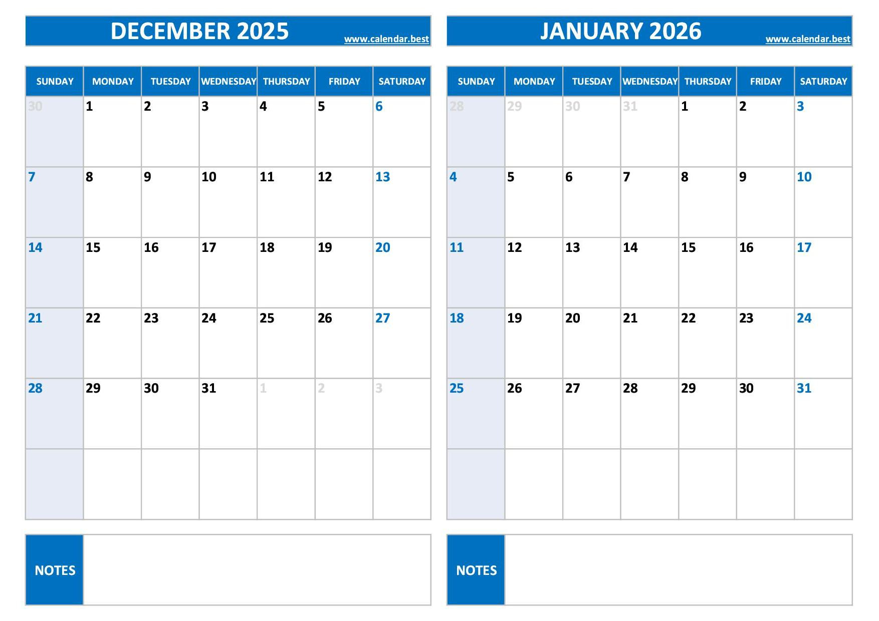 Printable December 2025 And January 2026 Calendar - Free Pdf & Jpg throughout Printable Calendar December 2025 - January 2026