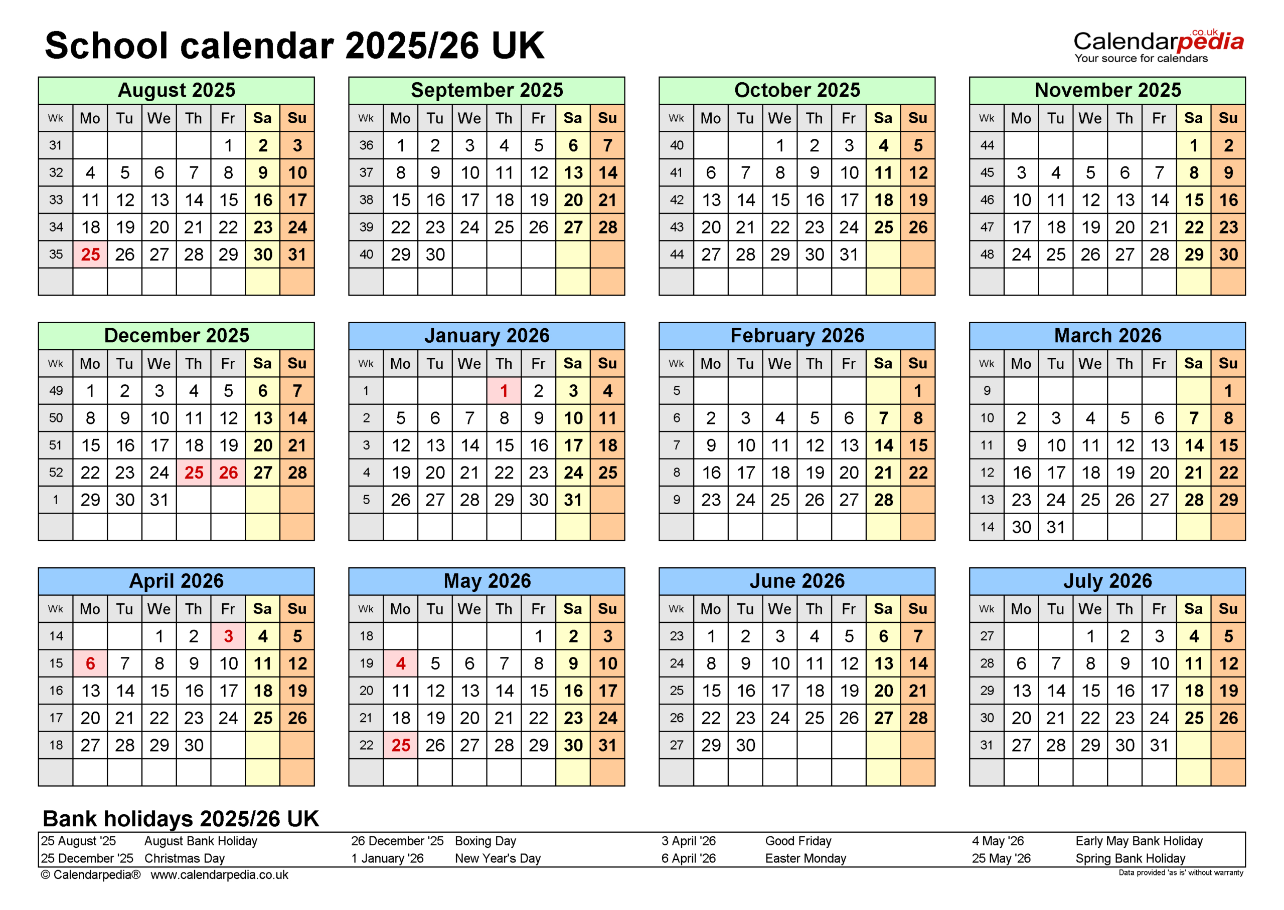 School Calendars 2025/26 Uk - Free Printable Excel Templates within Absence Calendar 2026 For Schools