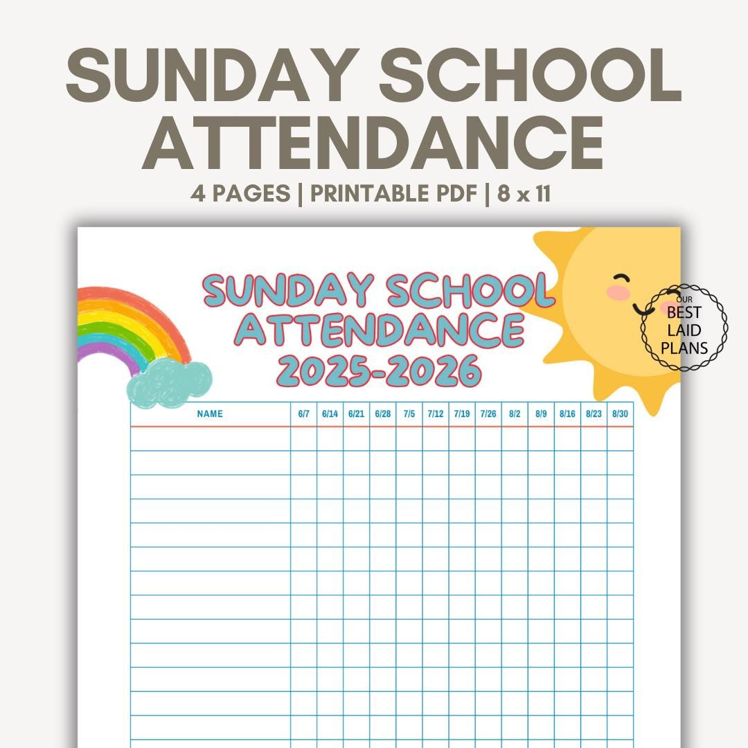 Sunday School Attendance Chart Printable Pdf, Sunday School intended for Sunday School Attendance 2026