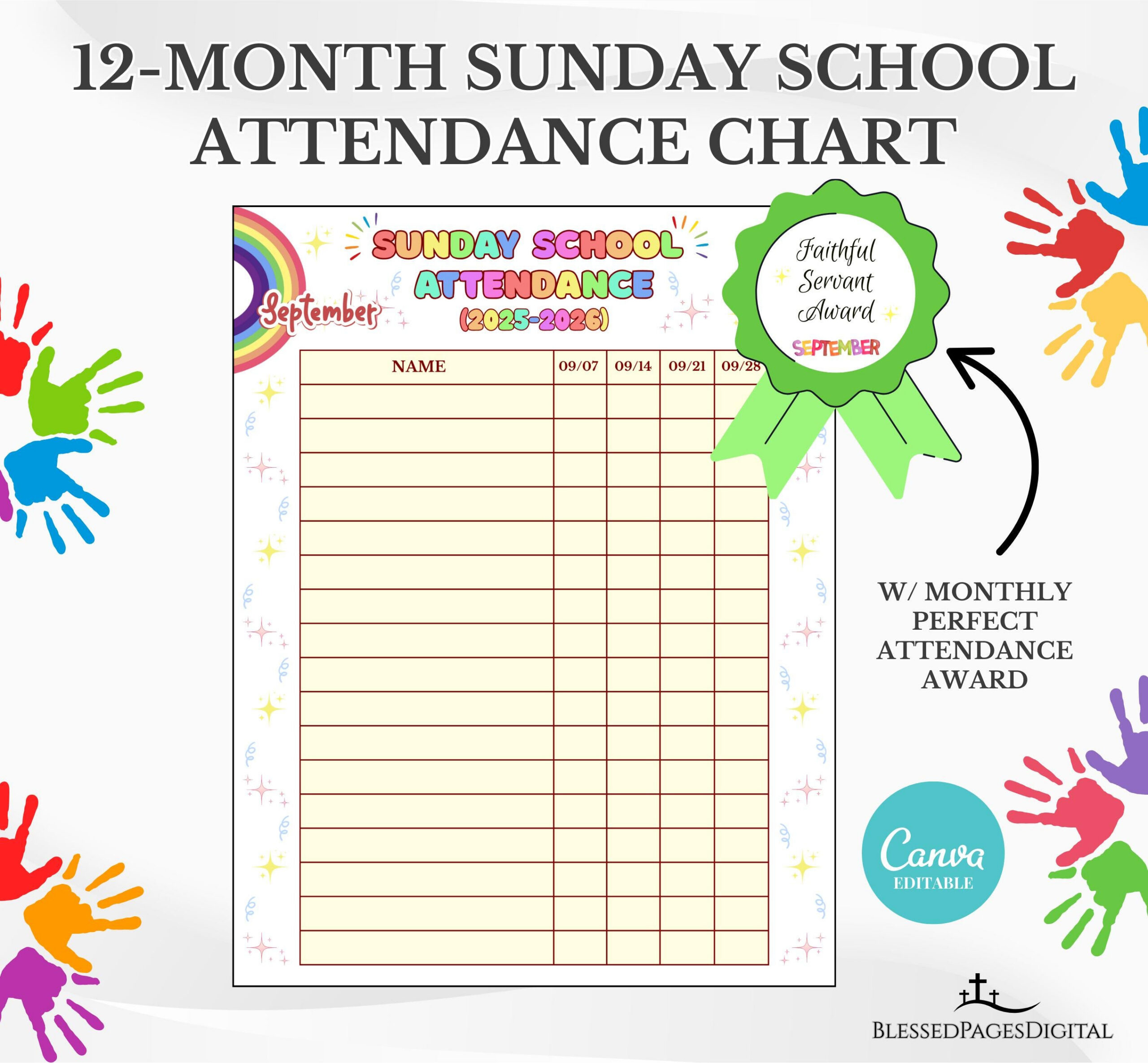 Sunday School Attendance Sheet Template - Etsy Hong Kong for Sunday School Attendance 2026
